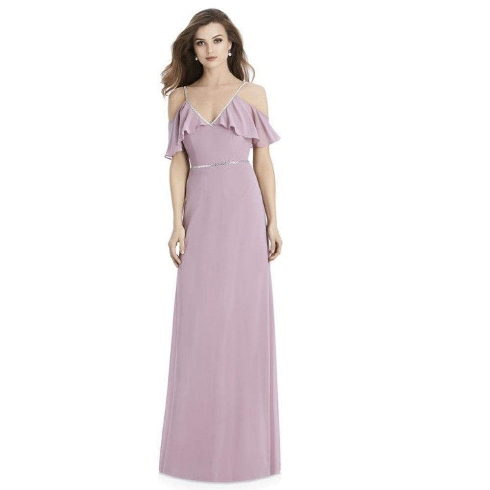 Jenny Packham Pink Purple Silver Trim V Neck Maxi Wedding Summer Dress Z82